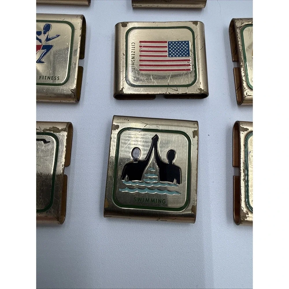 Boy Scouts BSA Cub Scout Belt Merit Badges Adventure Loop Slides Lot 8 Vintage‎